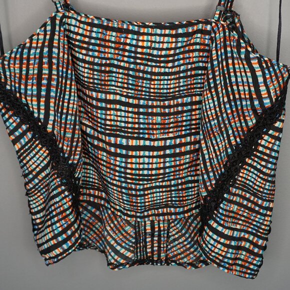 Free People Intimately Black Multi Color Plaid Crop Top Button Front Camisole M - Picture 11 of 15